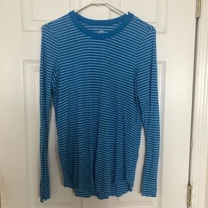 Aerie Blue Striped Long Sleeved Shirt
